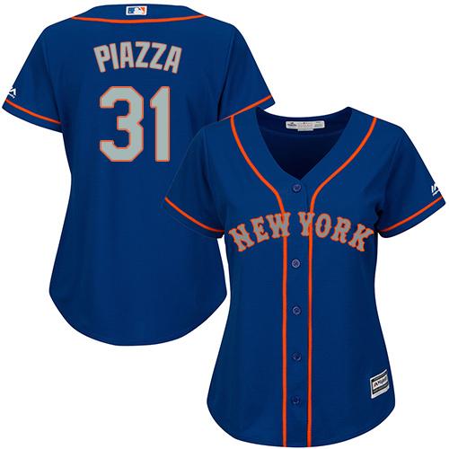 Mets #31 Mike Piazza Blue(Grey NO.) Alternate Women's Stitched MLB Jersey - Click Image to Close